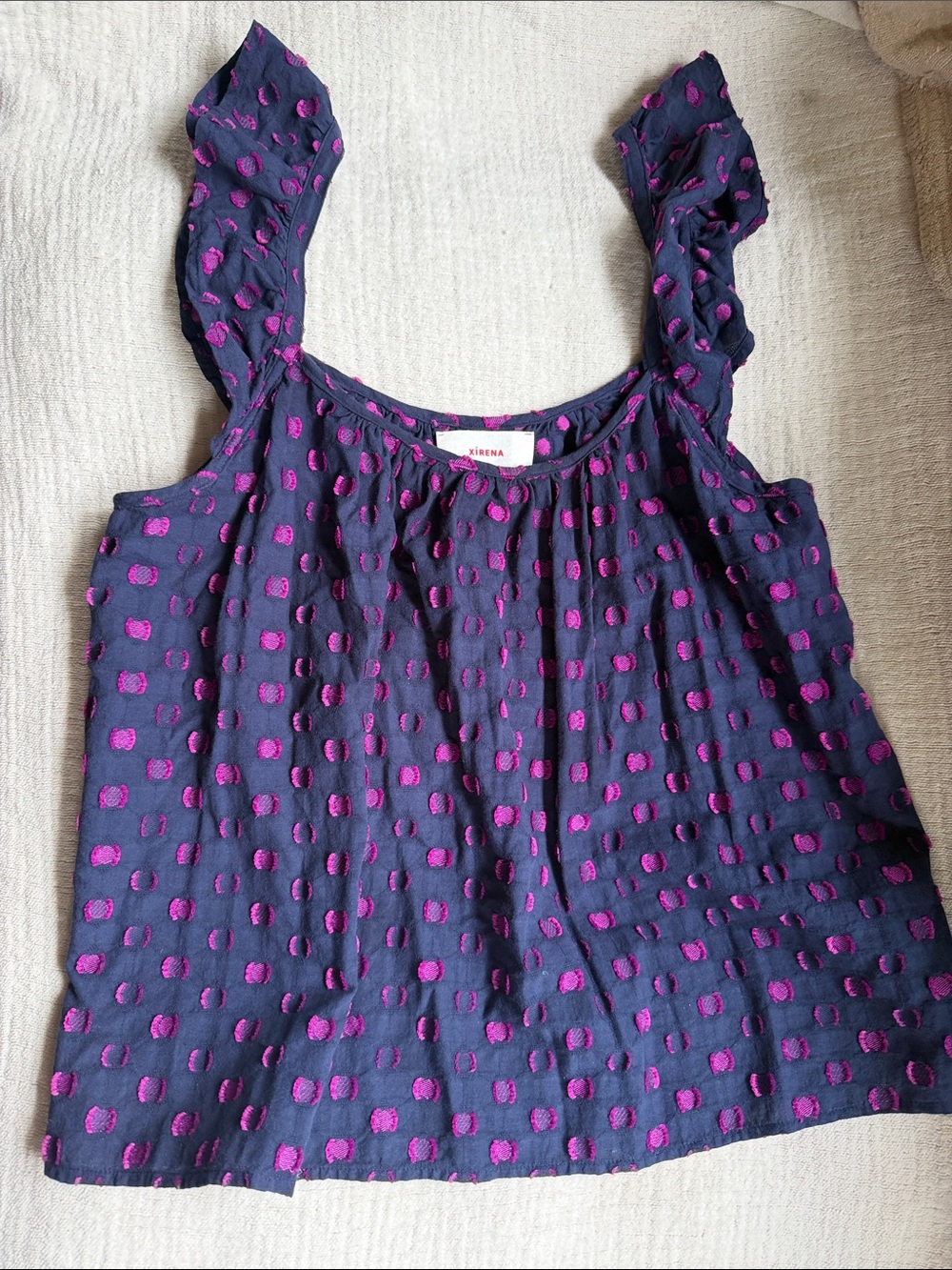 XiRENA Navy Camisole with Fuchsia Dot Texture